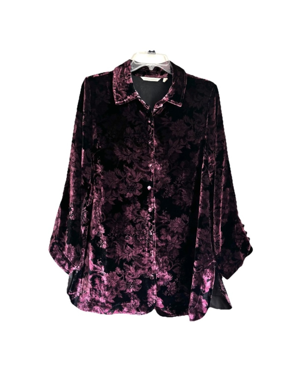 Soft Surroundings Icon Velvet Floral Poet Tunic Button Down